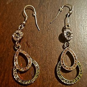 Dangling Designer Rucinni Earrings, Colorful Crystals (Pierce)